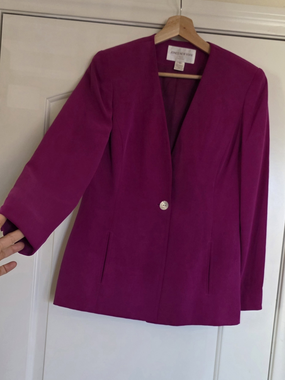 Jones new york 2 Pices Silk Magenta Pant Suit Women Quiet Luxury Minimalist Sz 8 - Picture 3 of 14